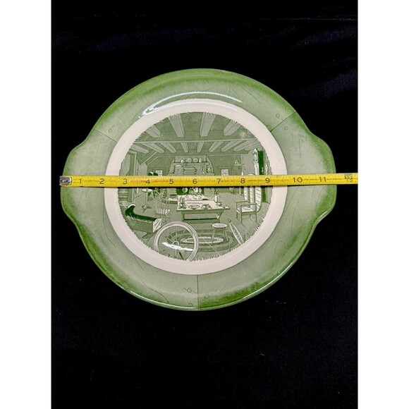 Set of 2 Vintage Colonial Homestead Royal Green Handled Plates platters 11 inch - Picture 11 of 12